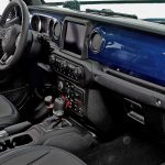 Inside the cabin of the Jeep Gladiator Top Dog concept, the exte